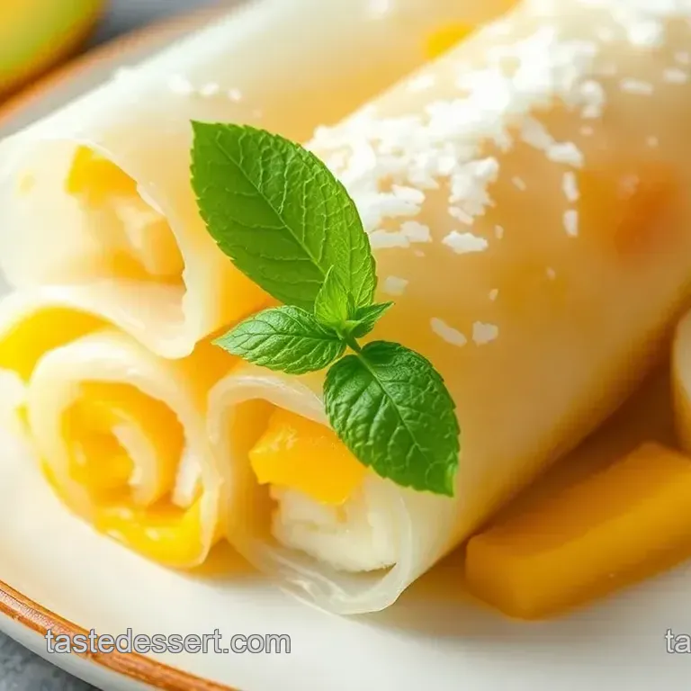 Coconut Mango Rice Paper Rolls with Lime Coconut Sauce
