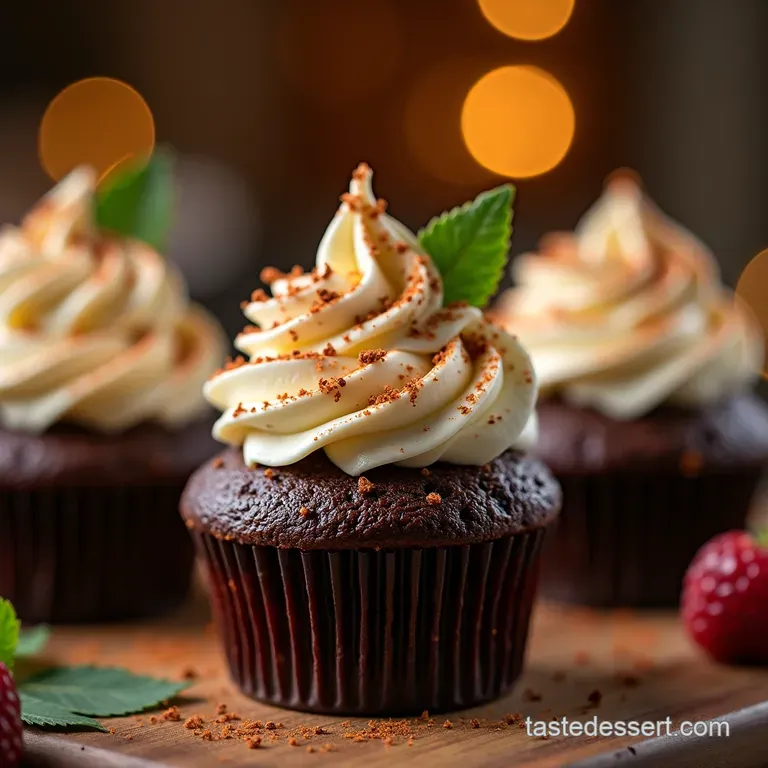 The Hidden Treasure Decadent Chocolate Cupcakes with Vanilla Cream Filling presentation
