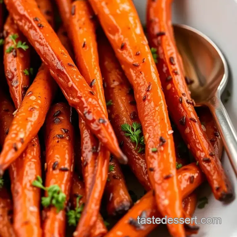 Roast Carrots with Sweet Spicy Glaze presentation