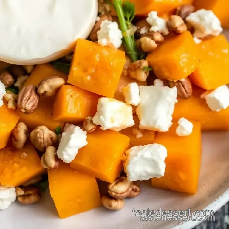 Roast Pumpkin Salad with Feta & Walnuts presentation