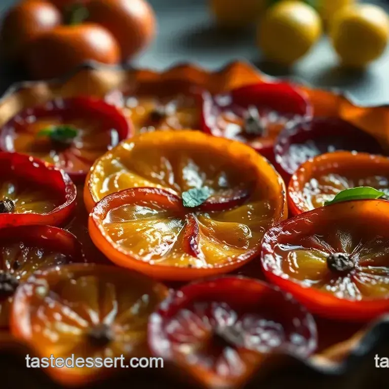 Roasted Bell Pepper Tart Tatin with Balsamic Glaze