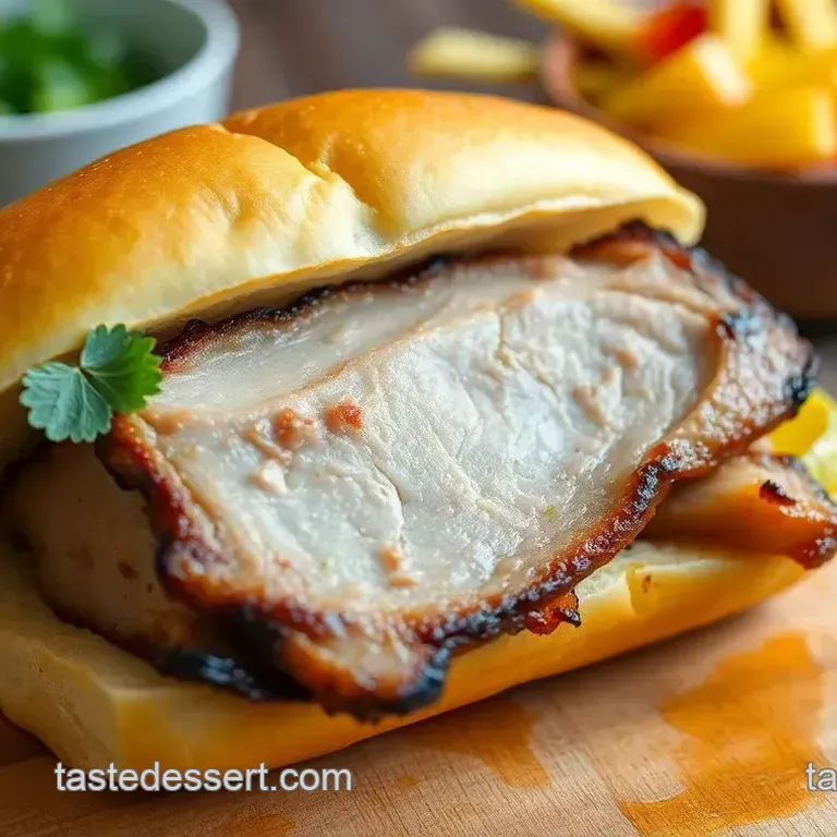 Roasted Pork Belly Banh Mi Sandwich