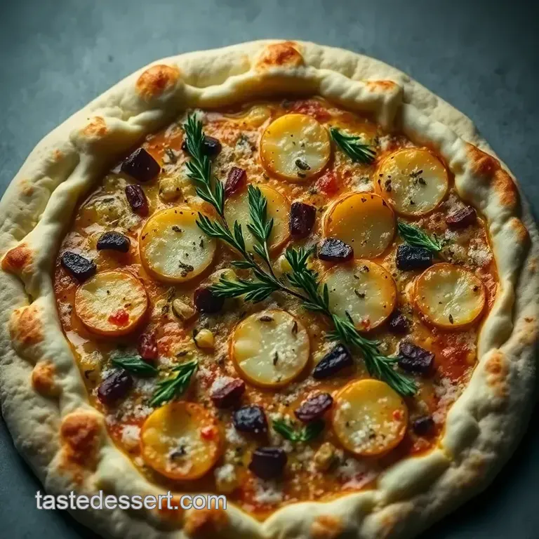 Rustic Potato Pizza with Rosemary and Garlic Oil presentation