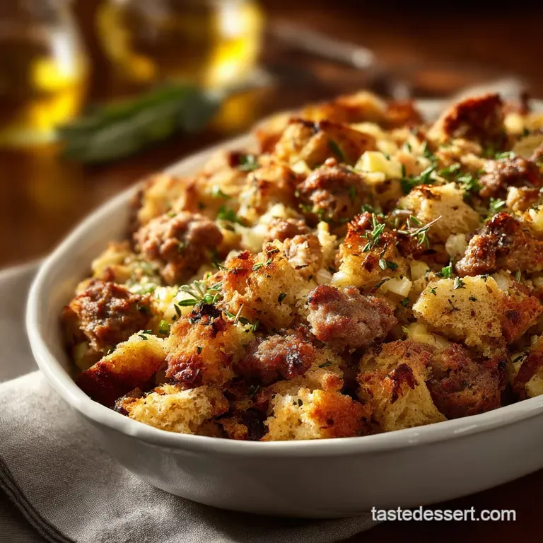 Sausage Stuffing: the Ultimate Sage and Apple Recipe for a Crisp Crust presentation