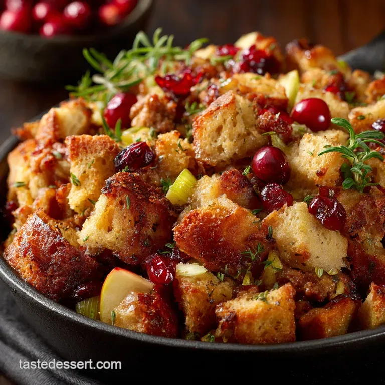 Sausage Apple and Cranberry Stuffing: the Ultimate Autumn Harvest Recipe presentation