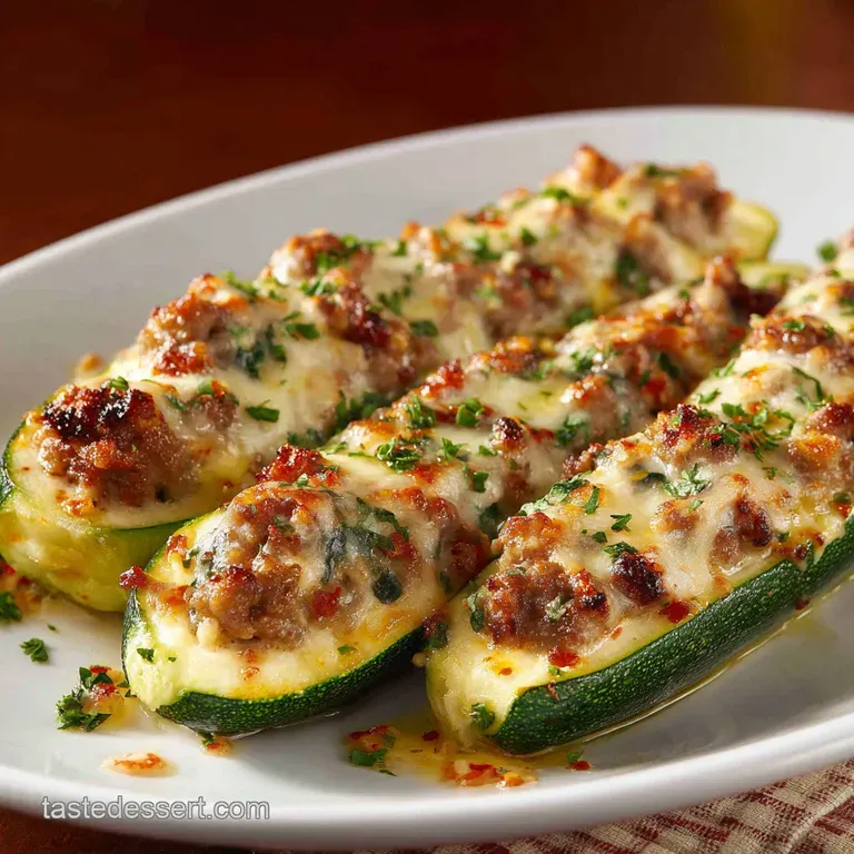 Stuffed Zucchini with Sausage: Proper Italian Herb Zucchini Boats presentation