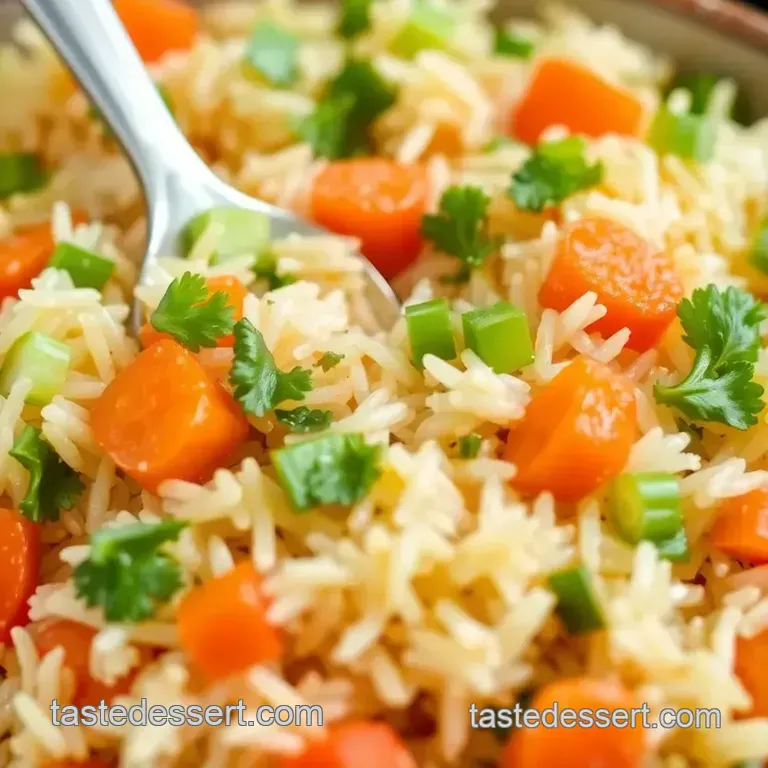 Saut&eacute;ed Basmati Rice Bed with Colorful Veggies presentation
