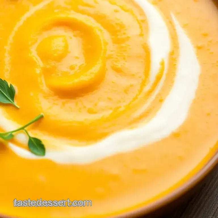Sautéed Pumpkin Soup with Creamy Coconut Bliss presentation