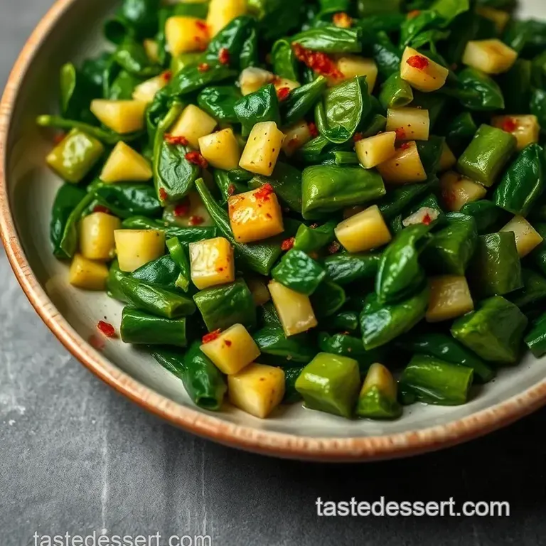 Sautéed Turnip Greens with Garlic and Lemon presentation