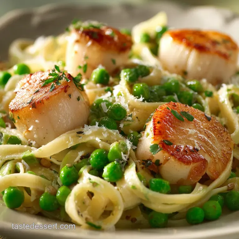 Linguini with Saut&eacute;ed Scallops and Peas: a Zesty 30-Minute Dinner presentation