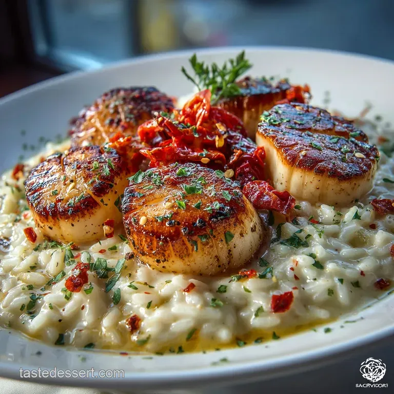 Scallop Risotto with Lemon-Parmesan Finish presentation
