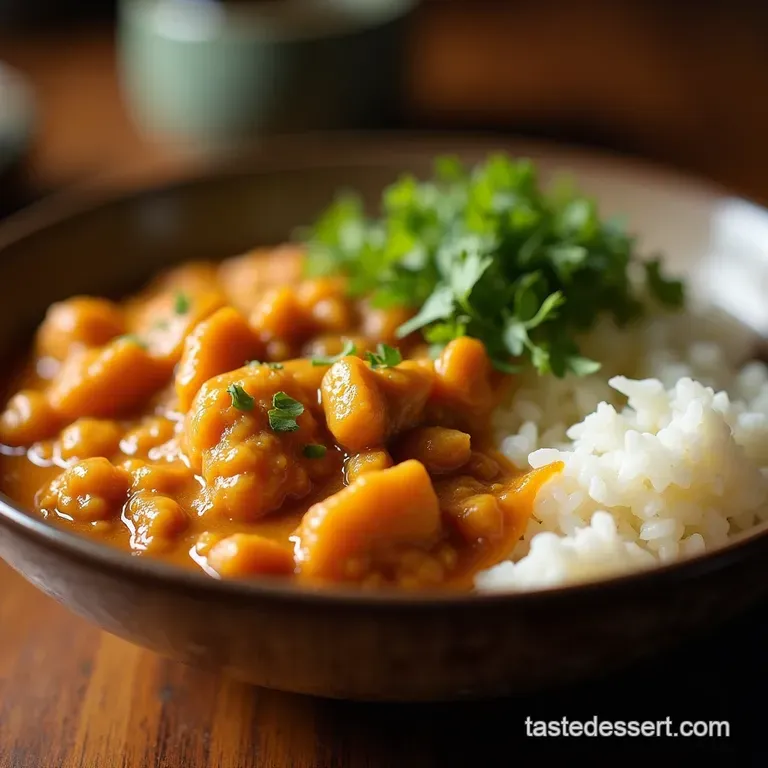 Homemade Japanese Comfort Curry Kare Raisu with Perfectly Fluffy Rice presentation