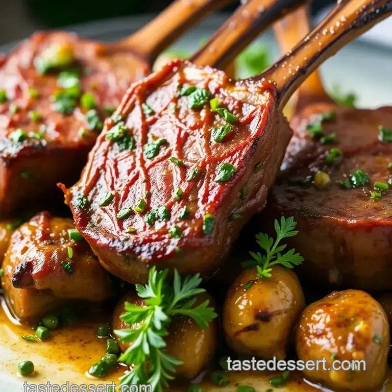 Sear Lamb Racks with Zesty Green Herb Marinade presentation