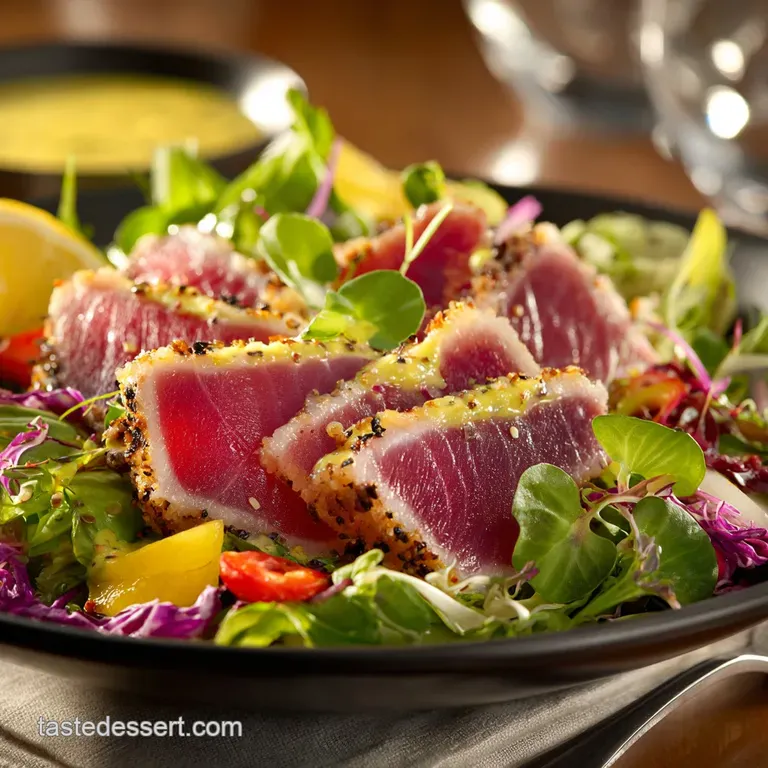 Seared Tuna Salad with Wasabi Butter Sauce: The Perfect Ahi Tuna Steak