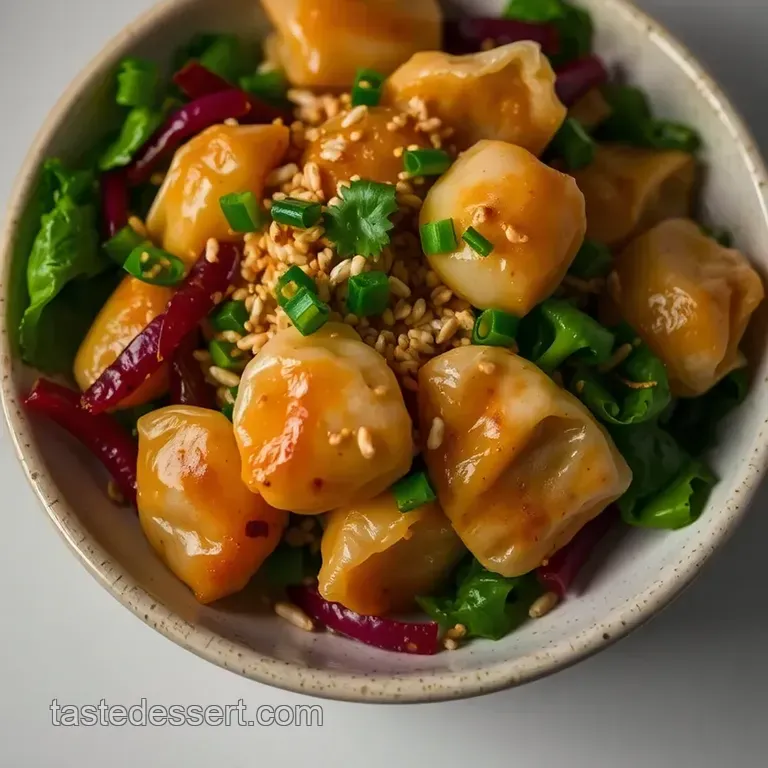 Sesame-Soy Dumpling Salad presentation