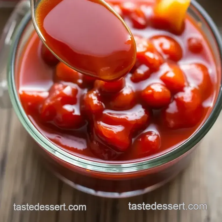 Sweet & Tangy Simmered Jelly Barbecue Sauce presentation