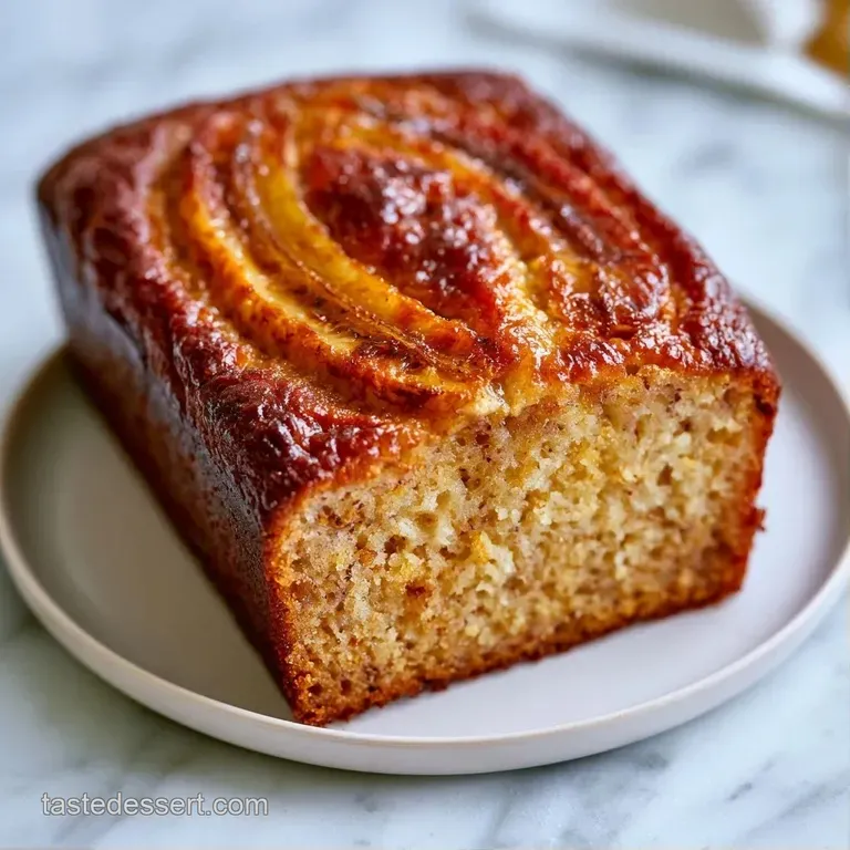 A thick slice of golden-brown cake topped with a pat of melting butter on a white ceramic plate with a linen napkin.