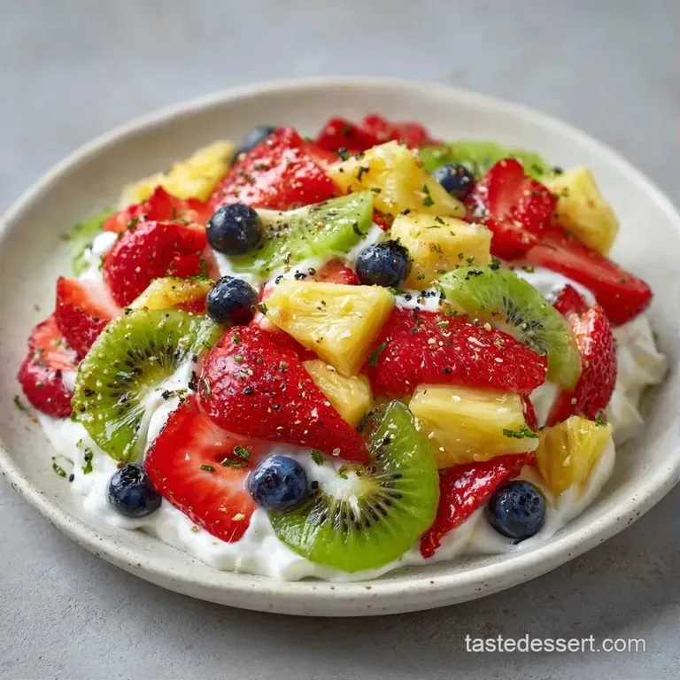 Neatly arranged slices of starfruit, blueberries, and grapes on a white marble slab with mint leaf accents.