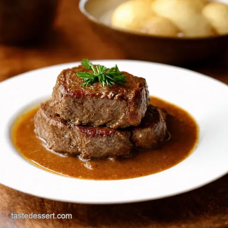 Simple Savory Salisbury Steak with Onion Gravy presentation