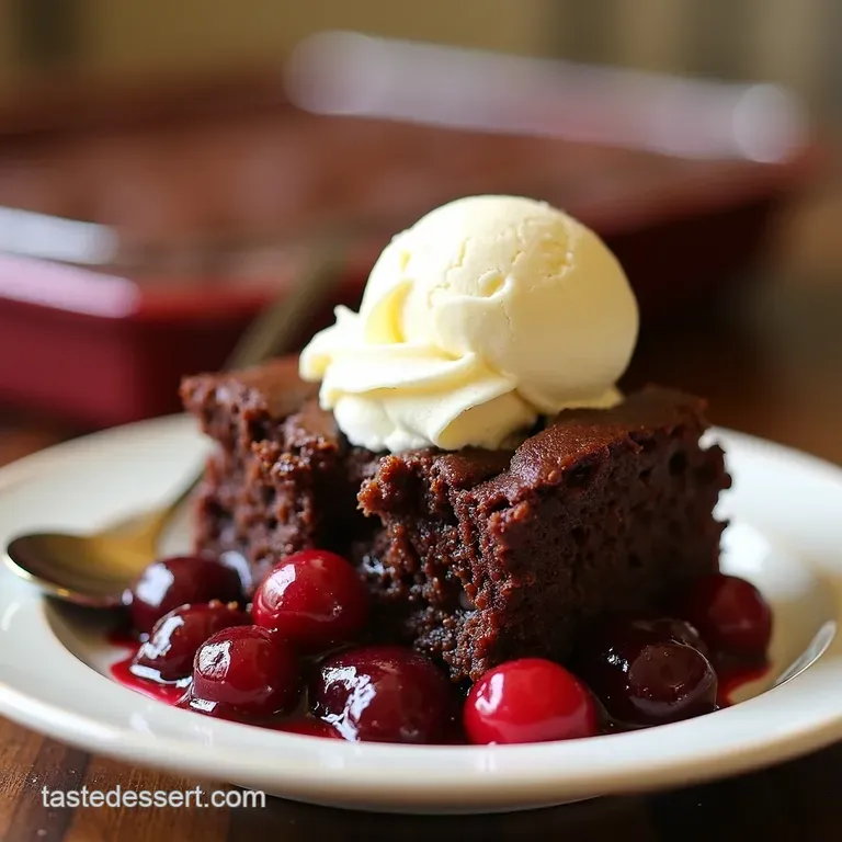 Sinfully Simple Chocolate Cherry Dump Cake presentation
