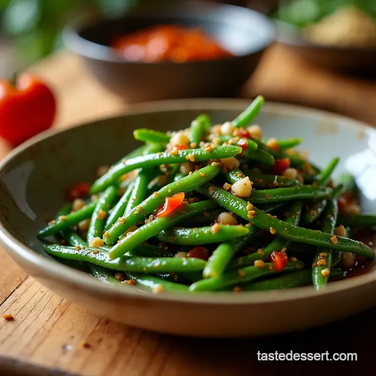 Sizzling Asian Green Beans with Garlic Ginger presentation