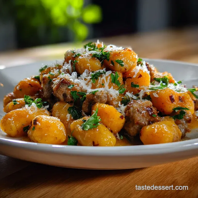 One Skillet Butternut Squash Gnocchi with Sausage presentation