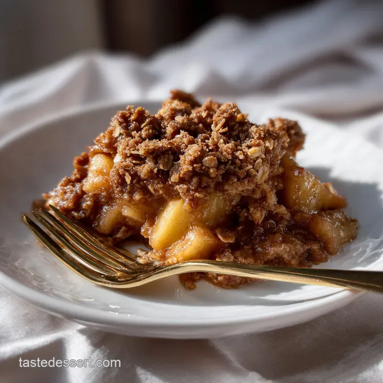Slow Cooker Apple Crisp with Brown Sugar Cinnamon Topping presentation