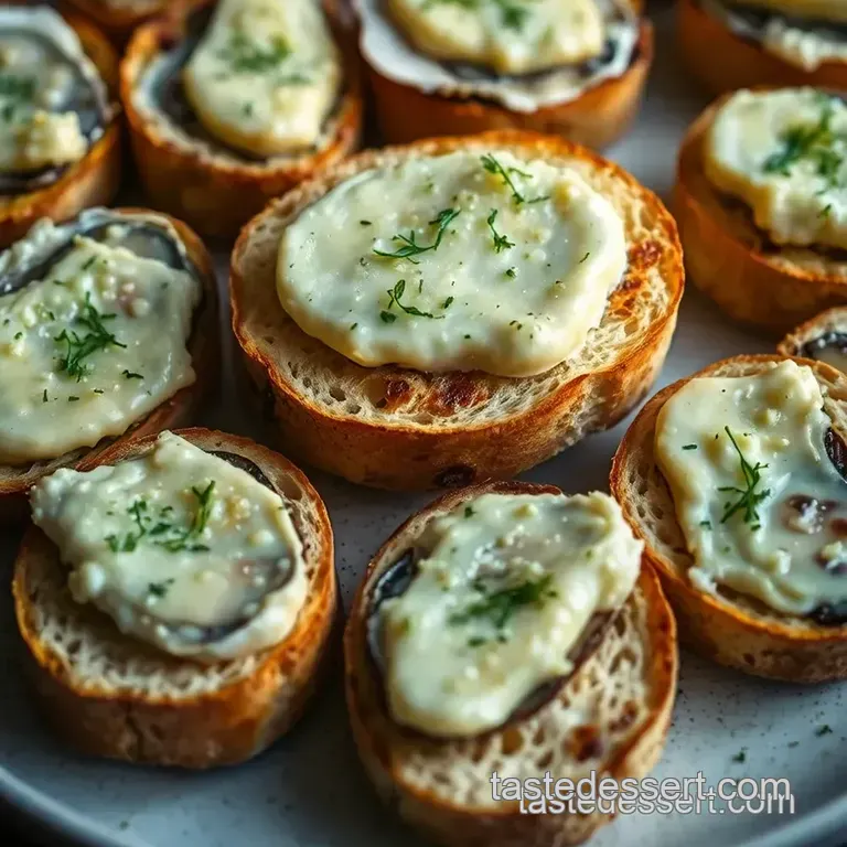 Smoked Oyster Crostini with Lemon-Dill Butter presentation