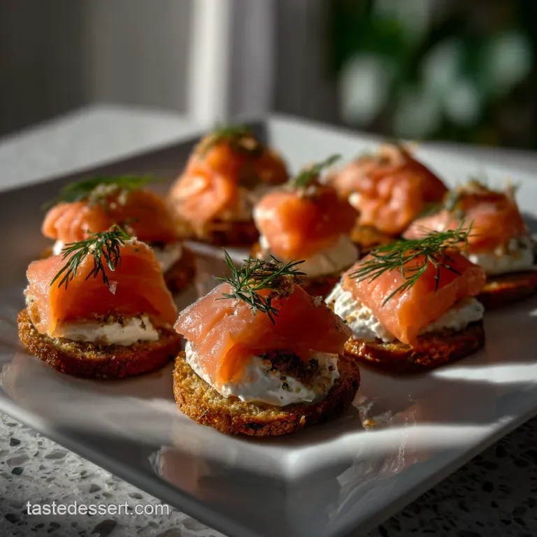 Crisp bites elegantly stacked, garnished with vibrant green herbs. The contrasting textures and colors create an inviting ...