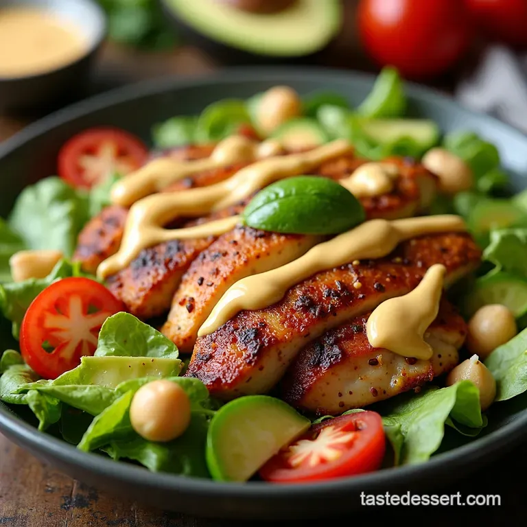 Smoky Chipotle Chicken Power Salad with Creamy AvocadoLime Dressing