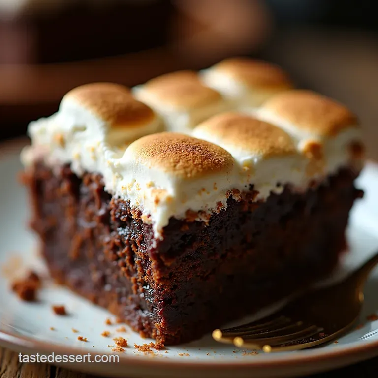 The Ultimate Campfire Comfort Fudgy Smores Brownie Pie presentation