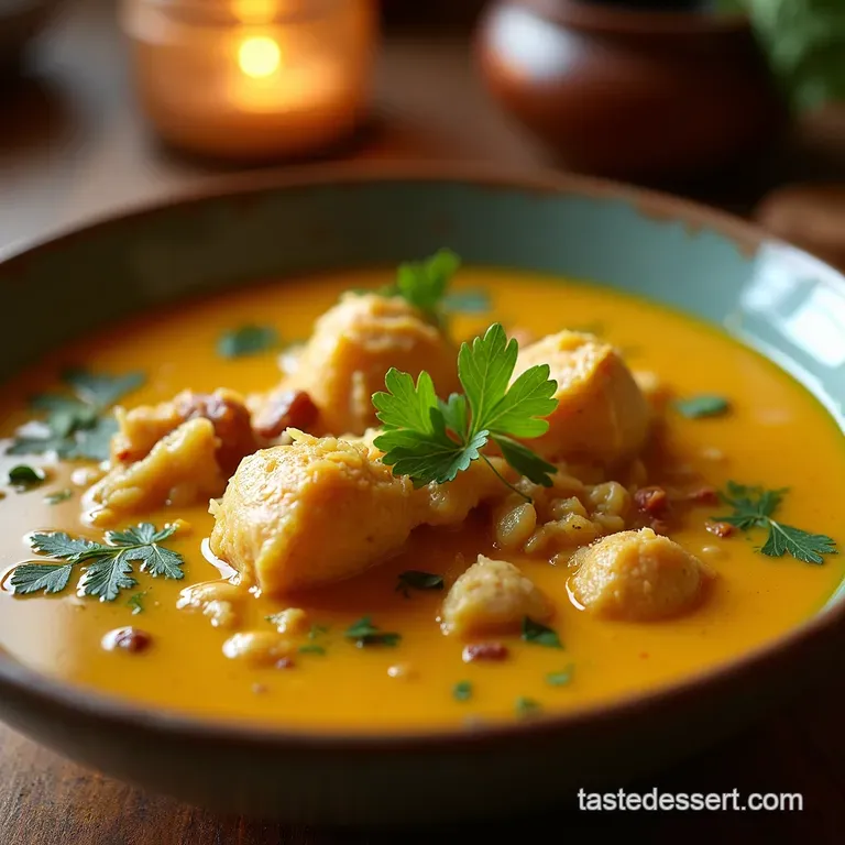 Soulwarming Chicken Mulligatawny Soup presentation