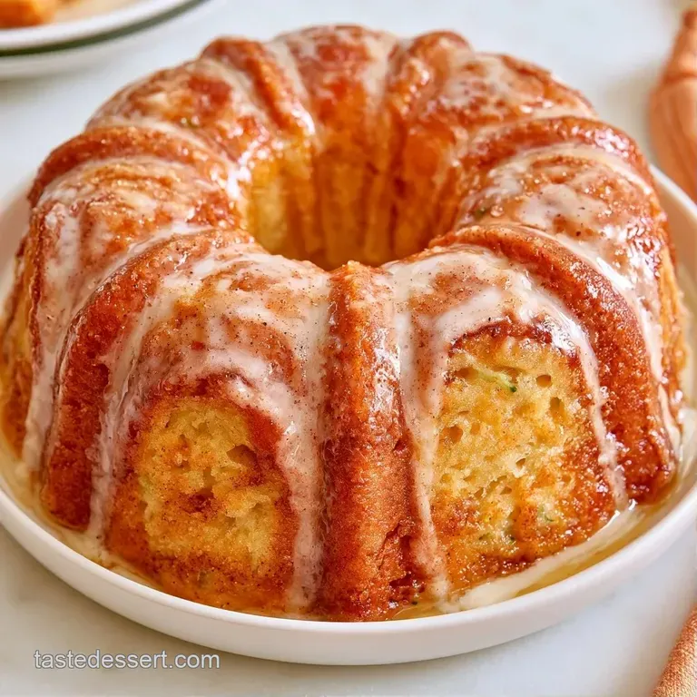 A single slice of golden cake on a white plate, featuring a moist crumb and a light drizzle of creamy white glaze.