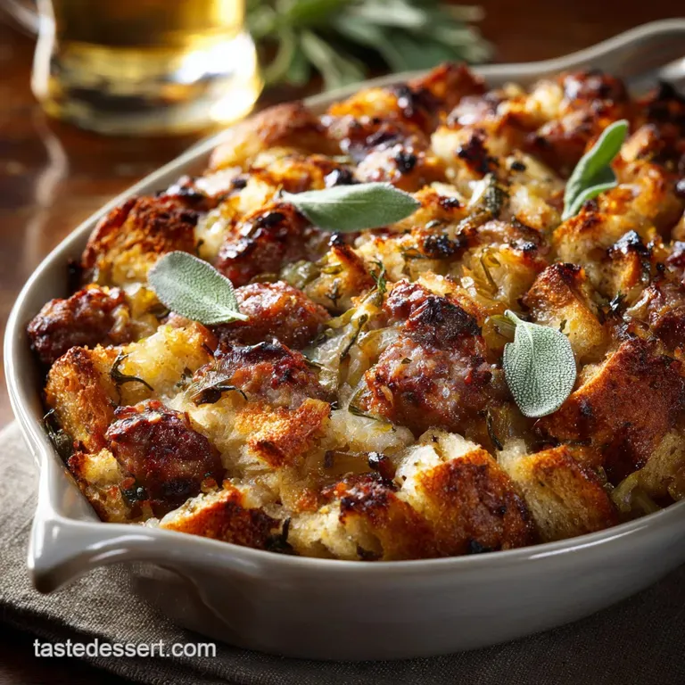 Thanksgiving Stuffing: The Golden Rule Sourdough Sage and Sausage Bake