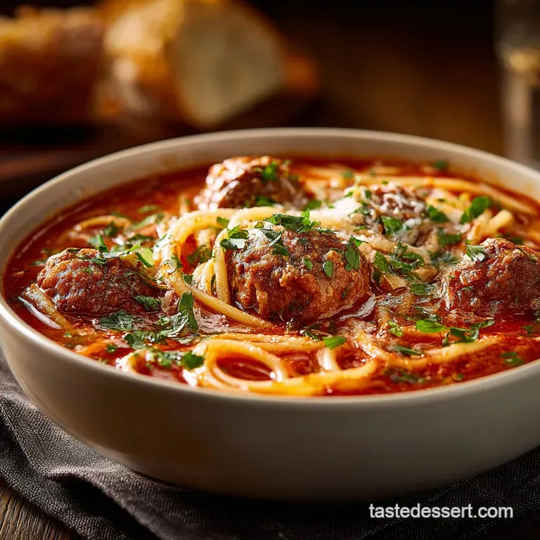 Spaghetti and Meatball Soup: the Hearty Nonnas Comfort Recipe presentation