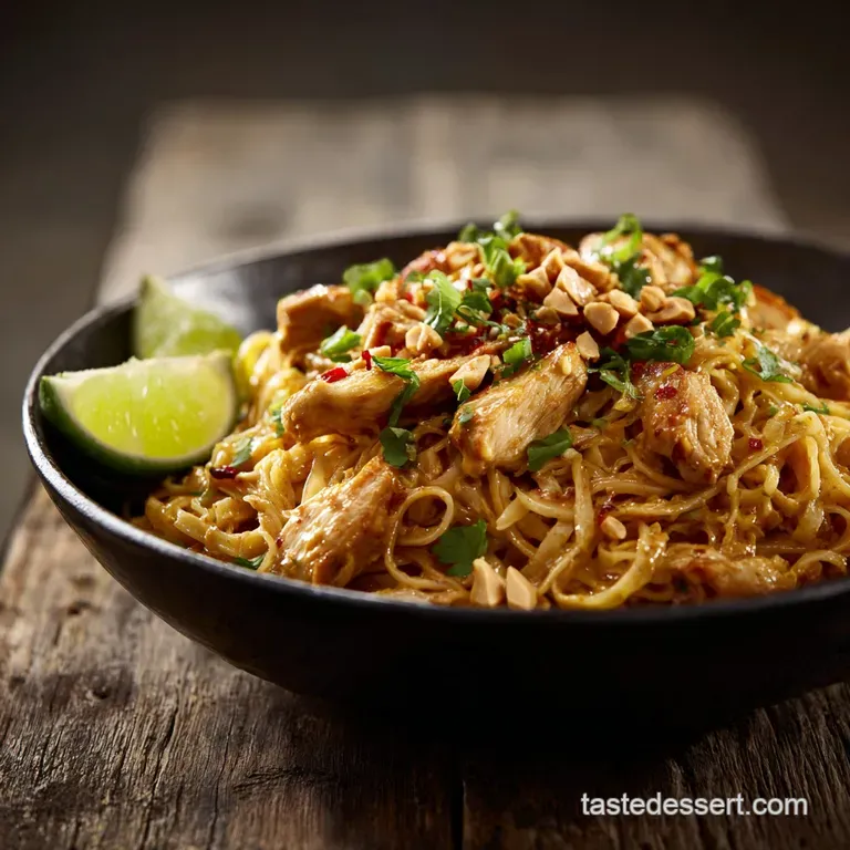 Peanut Noodles with Chicken: Sticky Creamy 30-Minute Dinner presentation