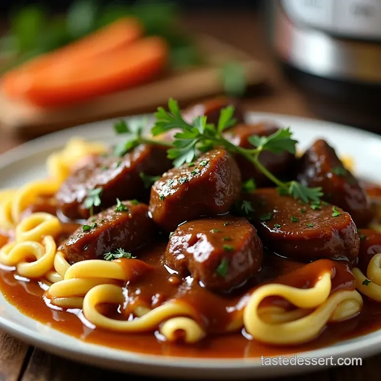 Speedy Satisfying Instant Pot Beef Tips with Rich Gravy presentation