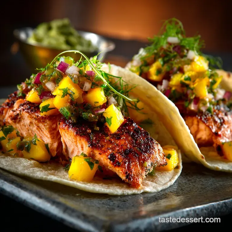 Salmon Tacos with Crispy Pan-Seared Salmon and Fresh Mango Salsa