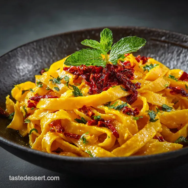 Spicy Butternut Squash Pasta: Velvety Rigatoni with Calabrian Chillies presentation