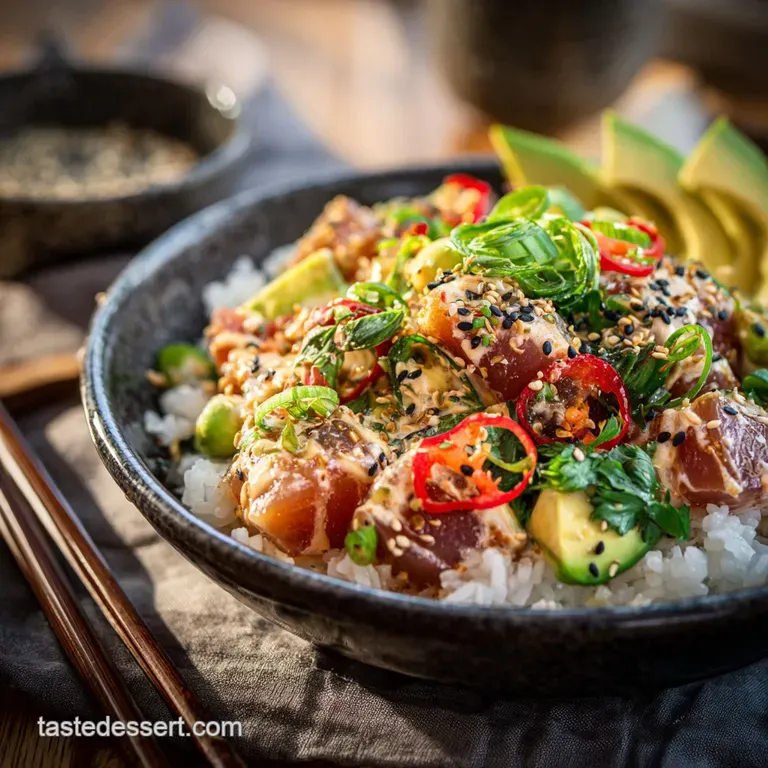 Spicy Poke Bowls Creamy Ahi Tuna Recipe Ready In 60 Mins