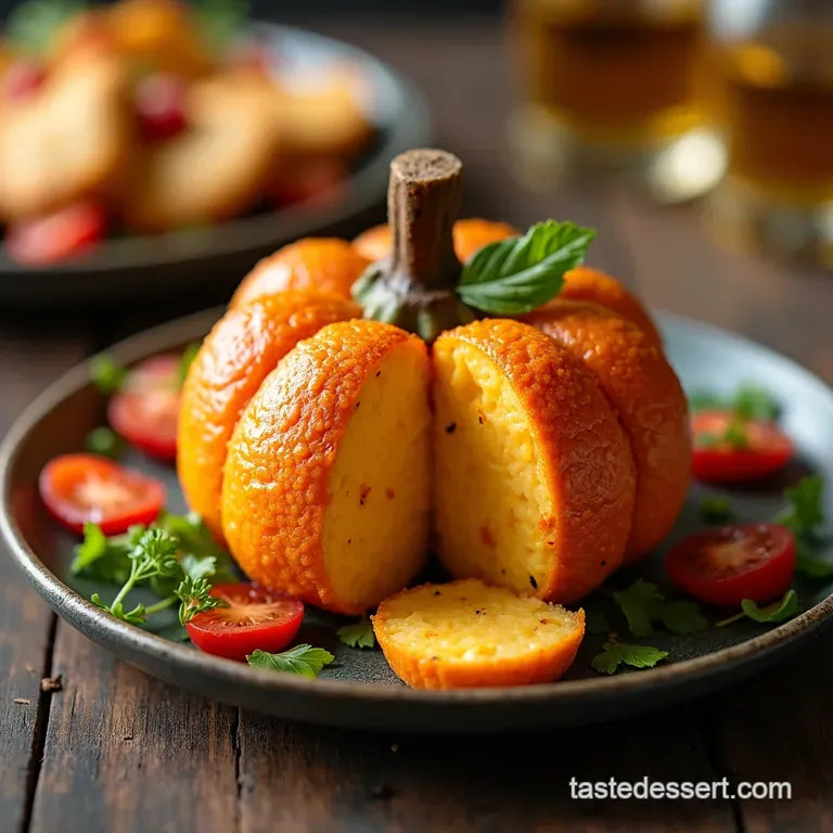 Spicy Smoked Cheddar Pumpkin Cheese Ball Centrepiece