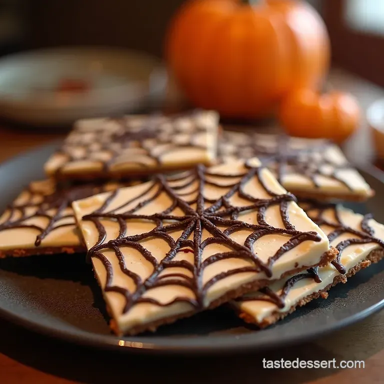 Spooky Spiderweb Chocolate Bark presentation