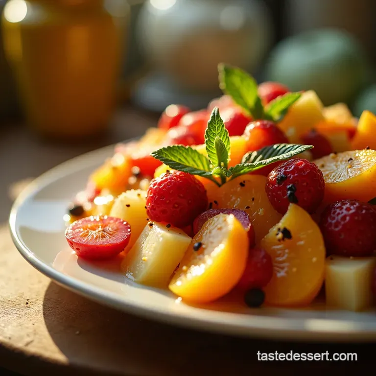 Spring Awakening Easter Fruit Salad with Honeylime Drizzle presentation