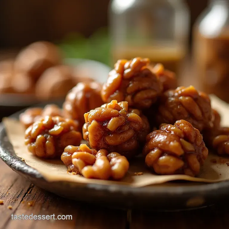 Sticky Toffee Crunch Perfectly Glazed Caramelized Walnuts presentation
