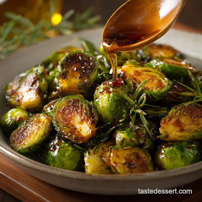 Sticky Maple Soy Roasted Brussels Sprouts Roasted with Butternut Squash presentation