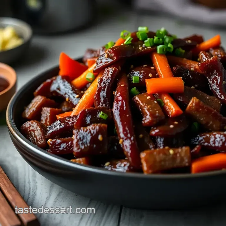 Sticky Rainbow Beef: a Quick and Flavorful Weeknight Wonder presentation