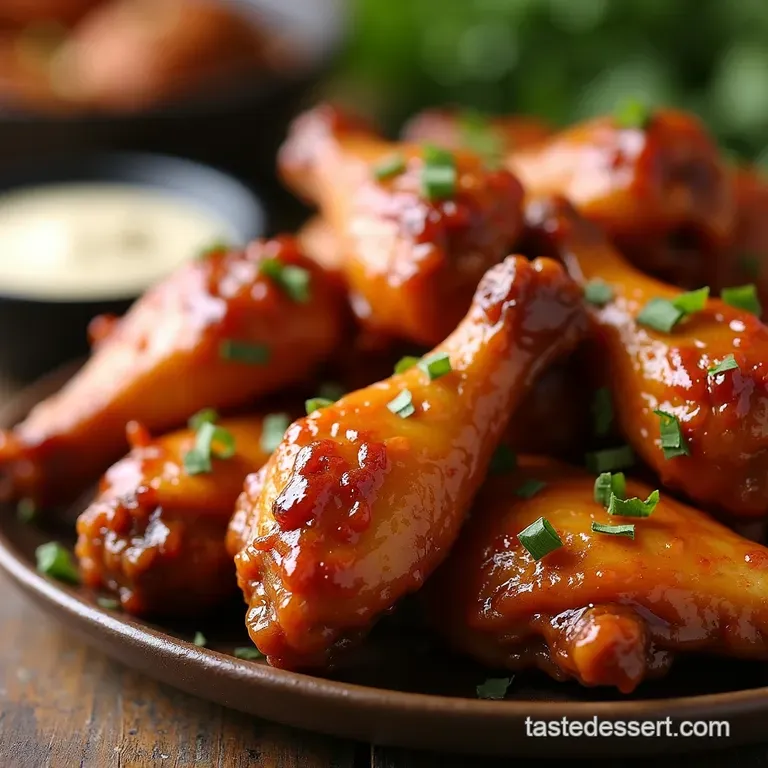 Sticky Sweet Honey Mustard BBQ Chicken Wings presentation