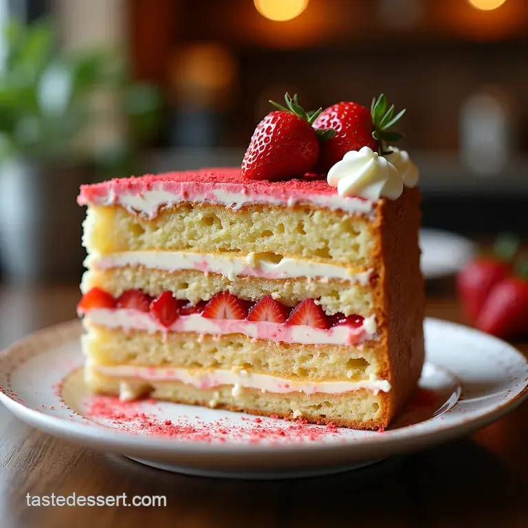 The Ultimate Victoria Sponge Inspired Strawberry Dream Layer Cake presentation