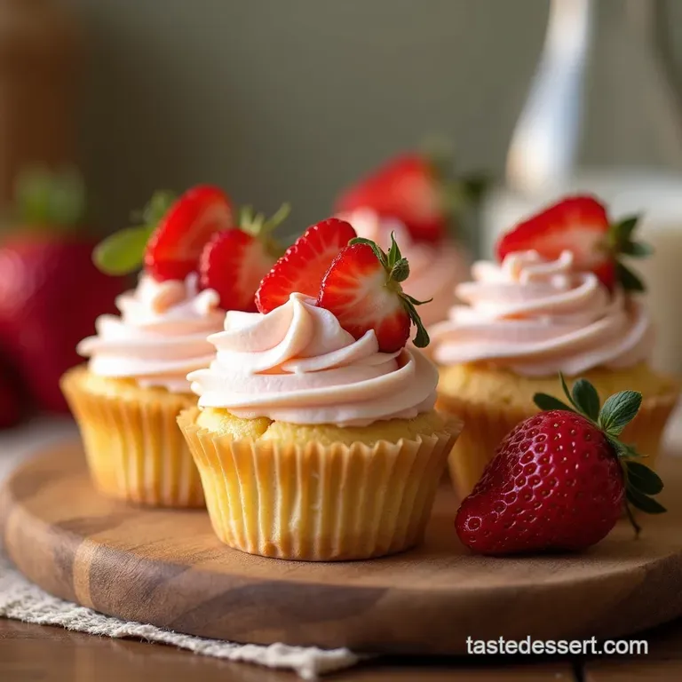 The Perfect Picnic Pouch Strawberry Shortcake Cupcakes with Cream Cheese Frosting presentation
