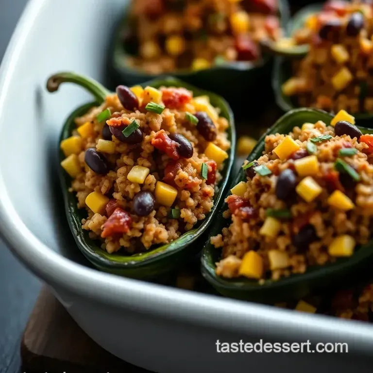 Stuffed Pasilla Peppers with Quinoa and Black Beans presentation